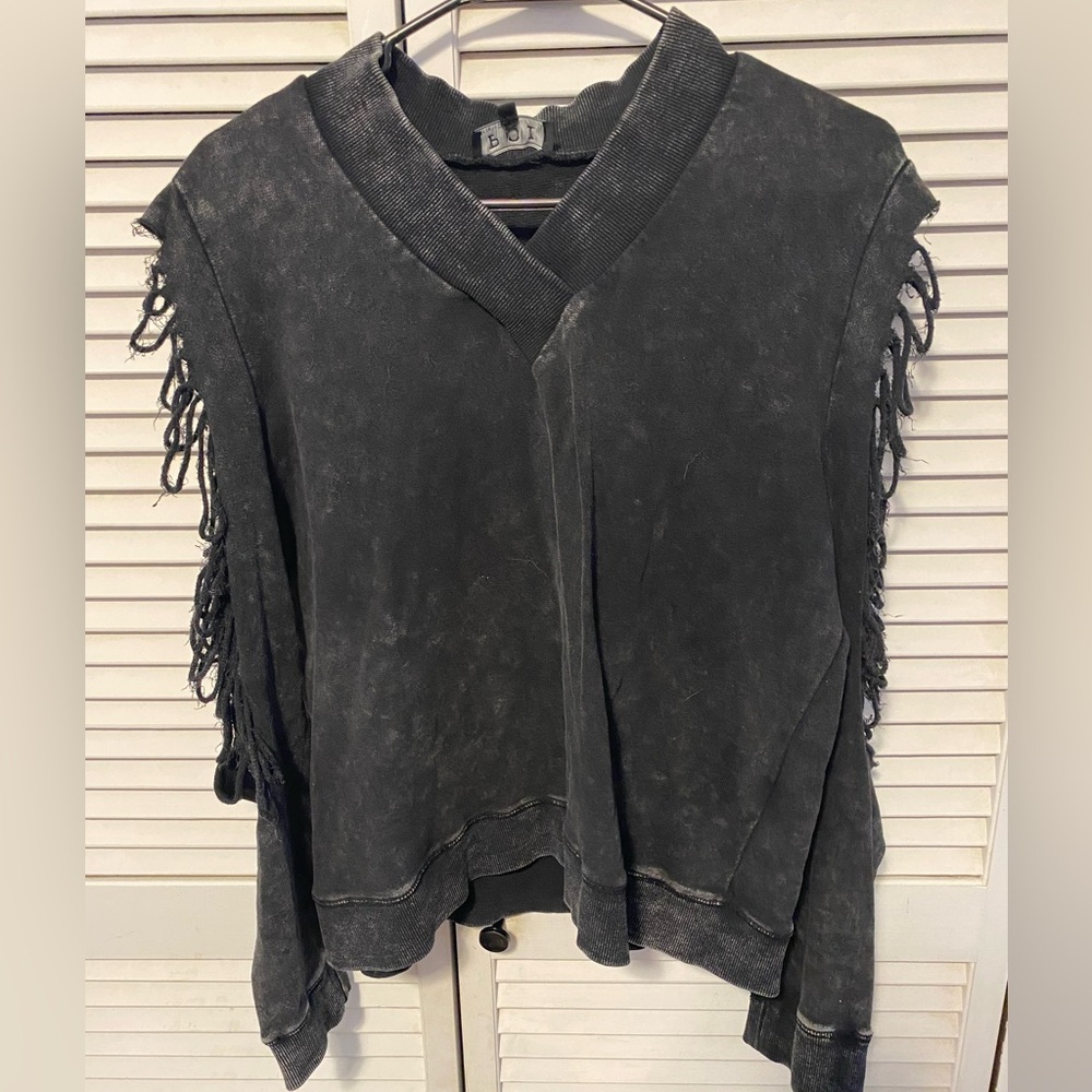 Distressed Black cutout sweater 100% cotton sz M